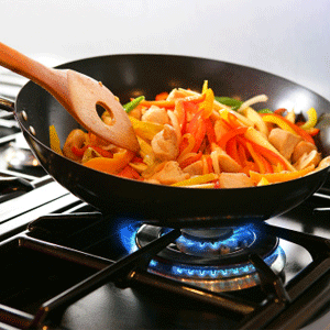 Cooking Pan over Flame