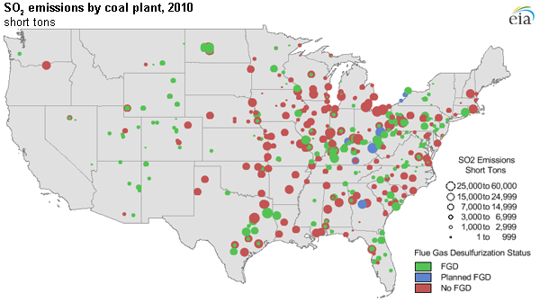 Coal Burning Locations in the U.S.