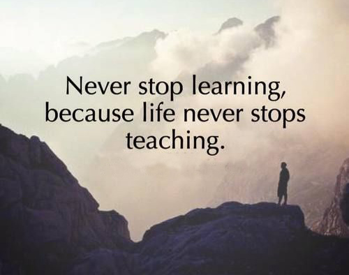 Never Stop Learning, because life never stops teaching