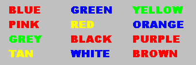 Stroop Effect Colored Words