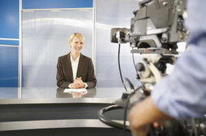 News Women in Front of Movie Camera